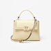 Elle Embossed Satchel Bag with Detachable Strap and Flap Closure-Women%27s Handbags-thumbnailMobile-0