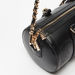 Elle Embossed Bowler Bag with Detachable Strap and Zip Closure-Women%27s Handbags-thumbnailMobile-2