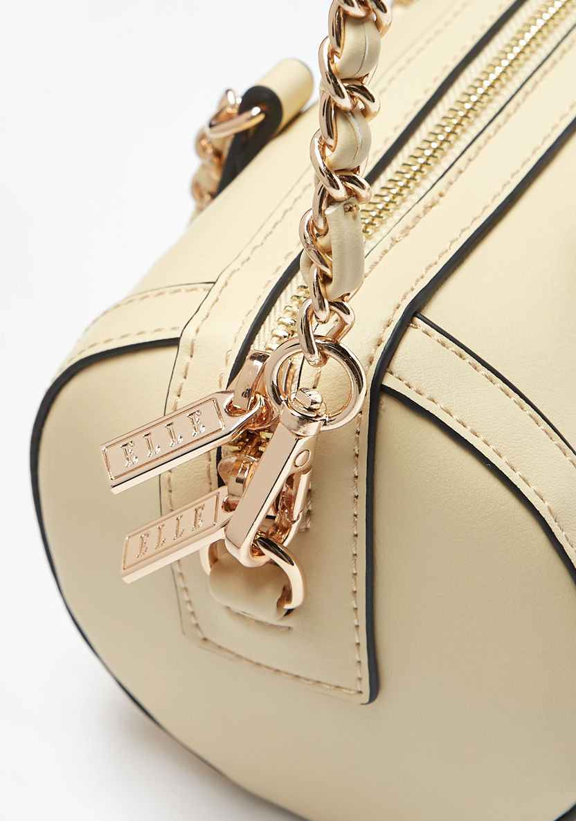 Elle Embossed Bowler Bag with Detachable Strap and Zip Closure-Women%27s Handbags-image-2
