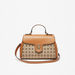 Elle Embellished Jacquard Satchel Bag with Detachable Strap-Women%27s Handbags-thumbnail-1