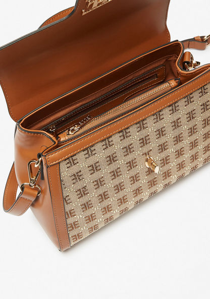 Elle Embellished Jacquard Satchel Bag with Detachable Strap-Women%27s Handbags-image-5