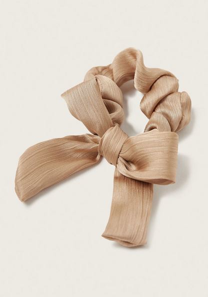 Charmz Textured Scrunchie with Bow Accent-Hair Accessories-image-1
