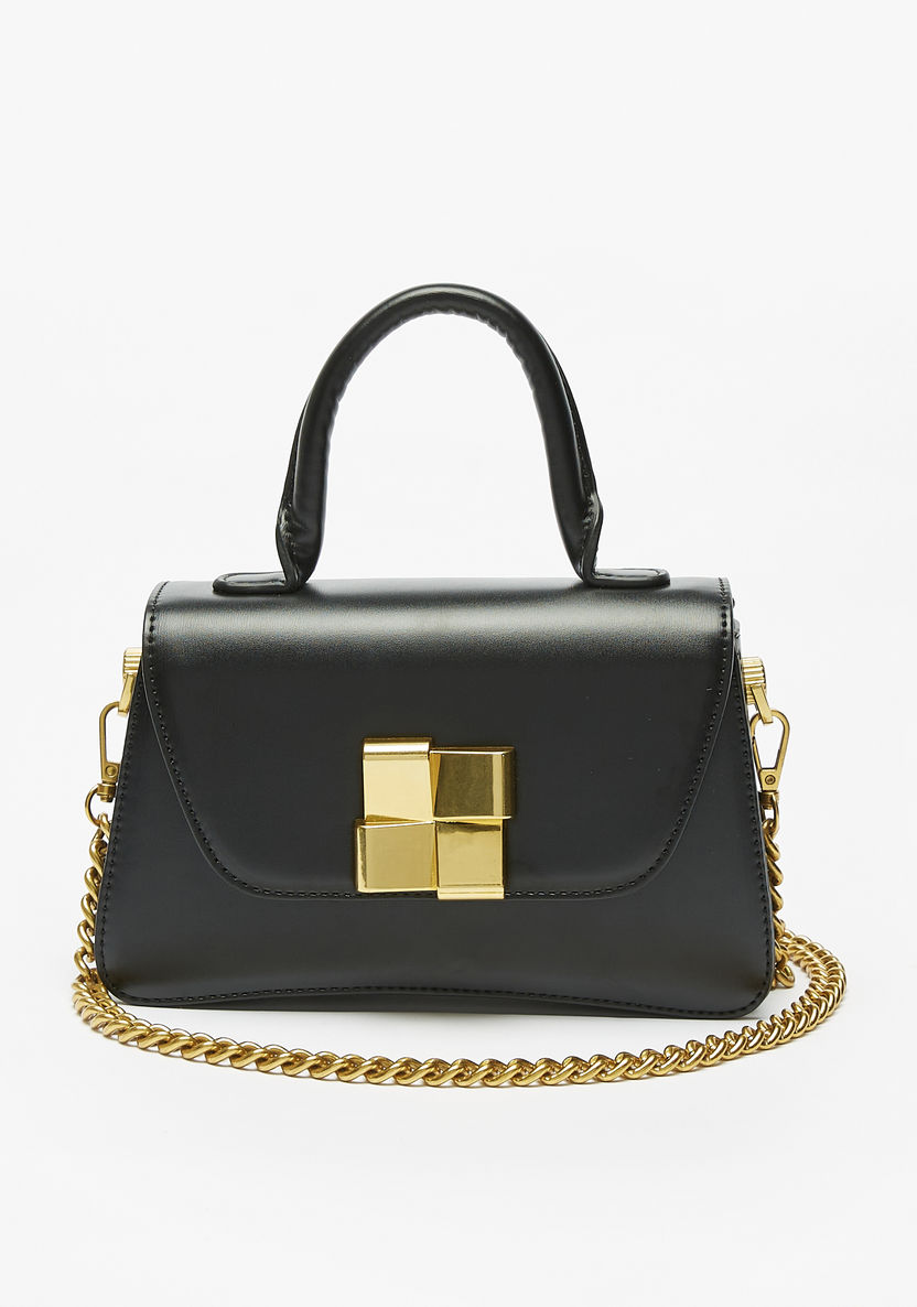 Celeste Solid Satchel Bag with Detachable Chain Strap-Women%27s Handbags-image-0