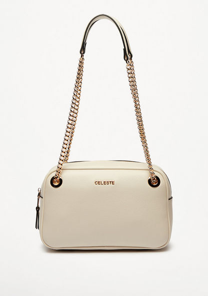 Celeste Solid Shoulder Bag with Chain Handles