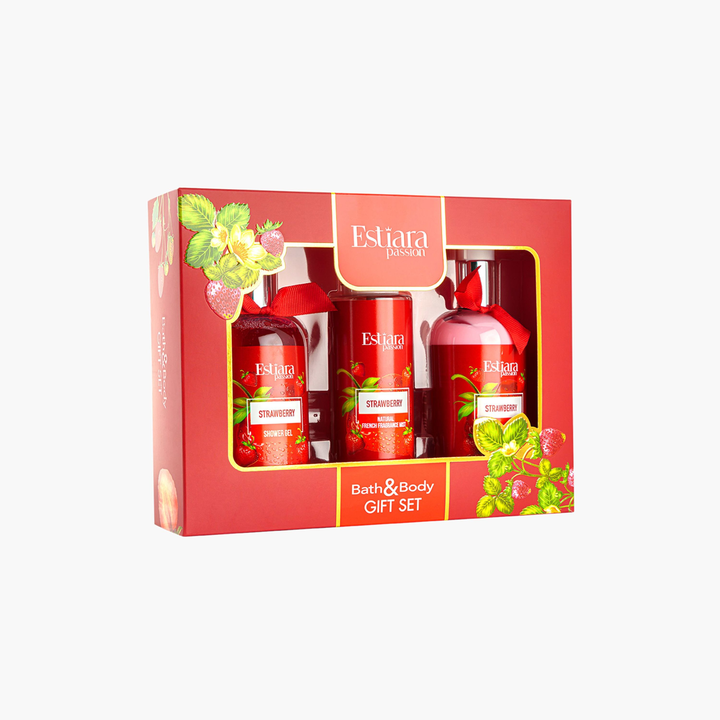 طقم هدايا باث أند بودي 3 قطع برائحة الفراولة من استيارا باشن-beautyandpersonalcare-bathandbody-giftsets-image-1