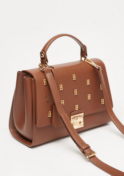 Elle Studded Satchel Bag with Detachable Strap-Women%27s Handbags-image-2