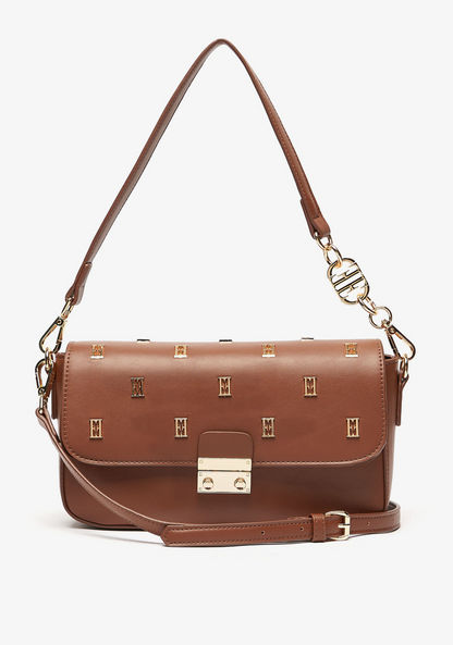 Elle Embellished Shoulder Bag with Detachable Strap-Women%27s Handbags-image-1