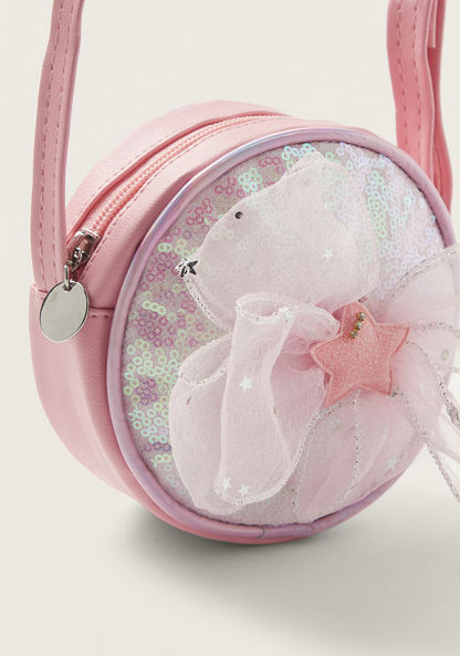Charmz Sequin Embellished Crossbody Bag with Bow Accent and Strap-Bags and Backpacks-image-1
