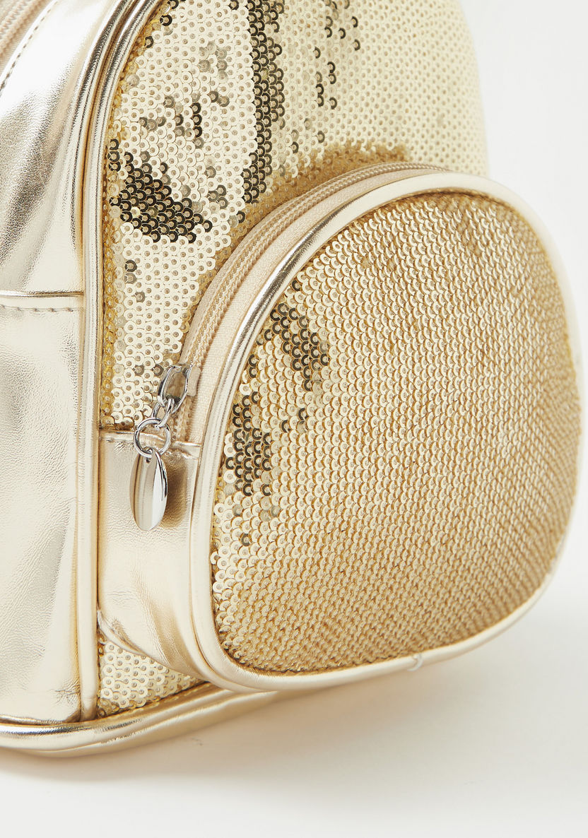 Charmz Sequinned Backpack with Bow Applique and Shoulder Straps-Bags and Backpacks-image-2