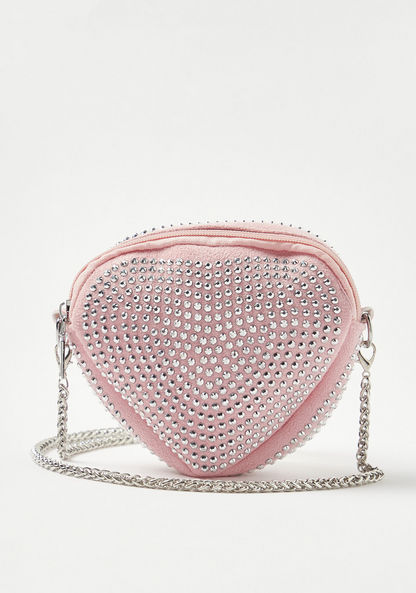 Charmz All-Over Studded Crossbody Bag with Chain Strap-Bags and Backpacks-image-0