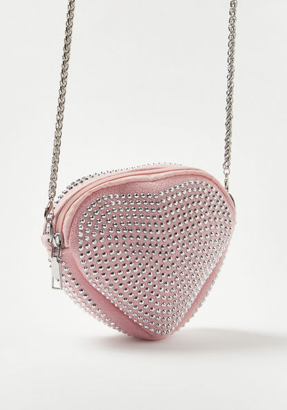 Charmz All-Over Studded Crossbody Bag with Chain Strap-Bags and Backpacks-image-1