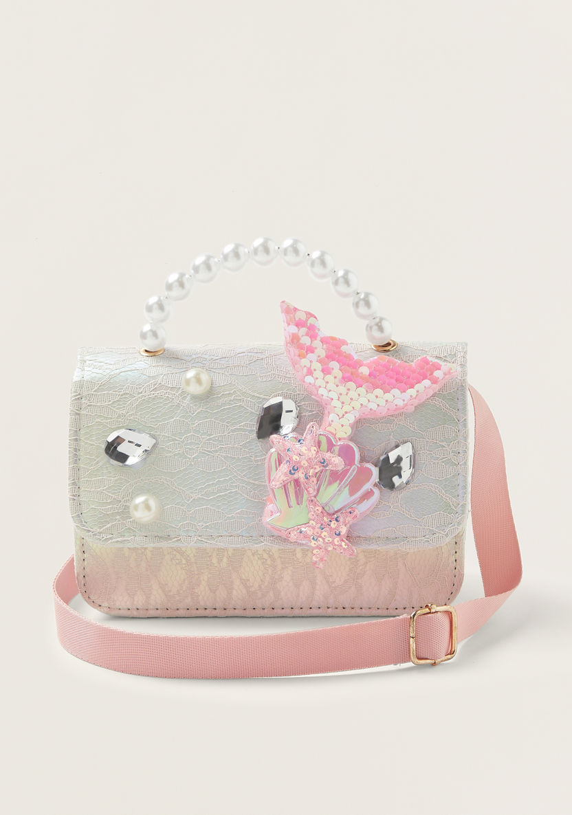 Charmz Embellished Crossbody Bag with Chain Strap-Bags and Backpacks-image-0