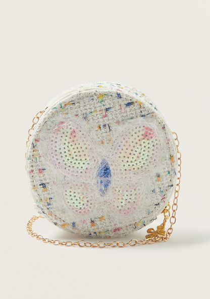 Charmz Butterfly Embellished Crossbody Bag with Zip Closure-Bags and Backpacks-image-0