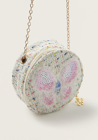 Charmz Butterfly Embellished Crossbody Bag with Zip Closure-Bags and Backpacks-image-1