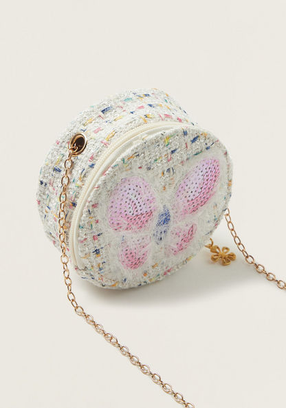 Charmz Butterfly Embellished Crossbody Bag with Zip Closure-Bags and Backpacks-image-3