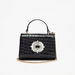 Celeste Textured Satchel Bag with Embellished Accent-Women%27s Handbags-thumbnailMobile-1