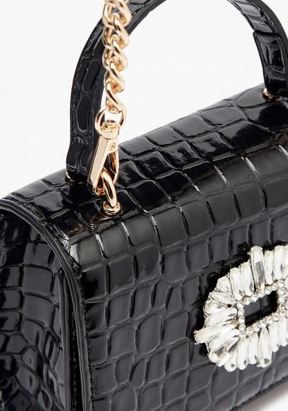 Celeste Textured Satchel Bag with Embellished Accent-Women%27s Handbags-image-3