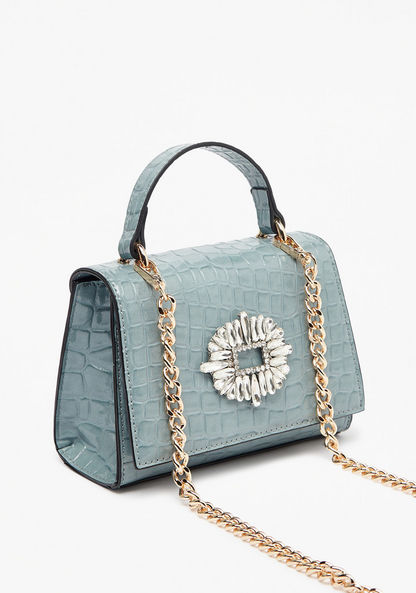 Celeste Textured Satchel Bag with Embellished Accent-Women%27s Handbags-image-2