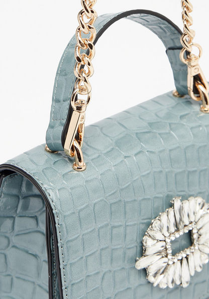 Celeste Textured Satchel Bag with Embellished Accent-Women%27s Handbags-image-3