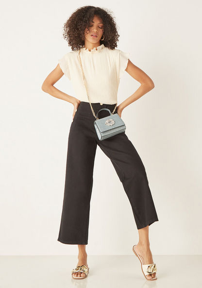 Celeste Textured Satchel Bag with Embellished Accent-Women%27s Handbags-image-4
