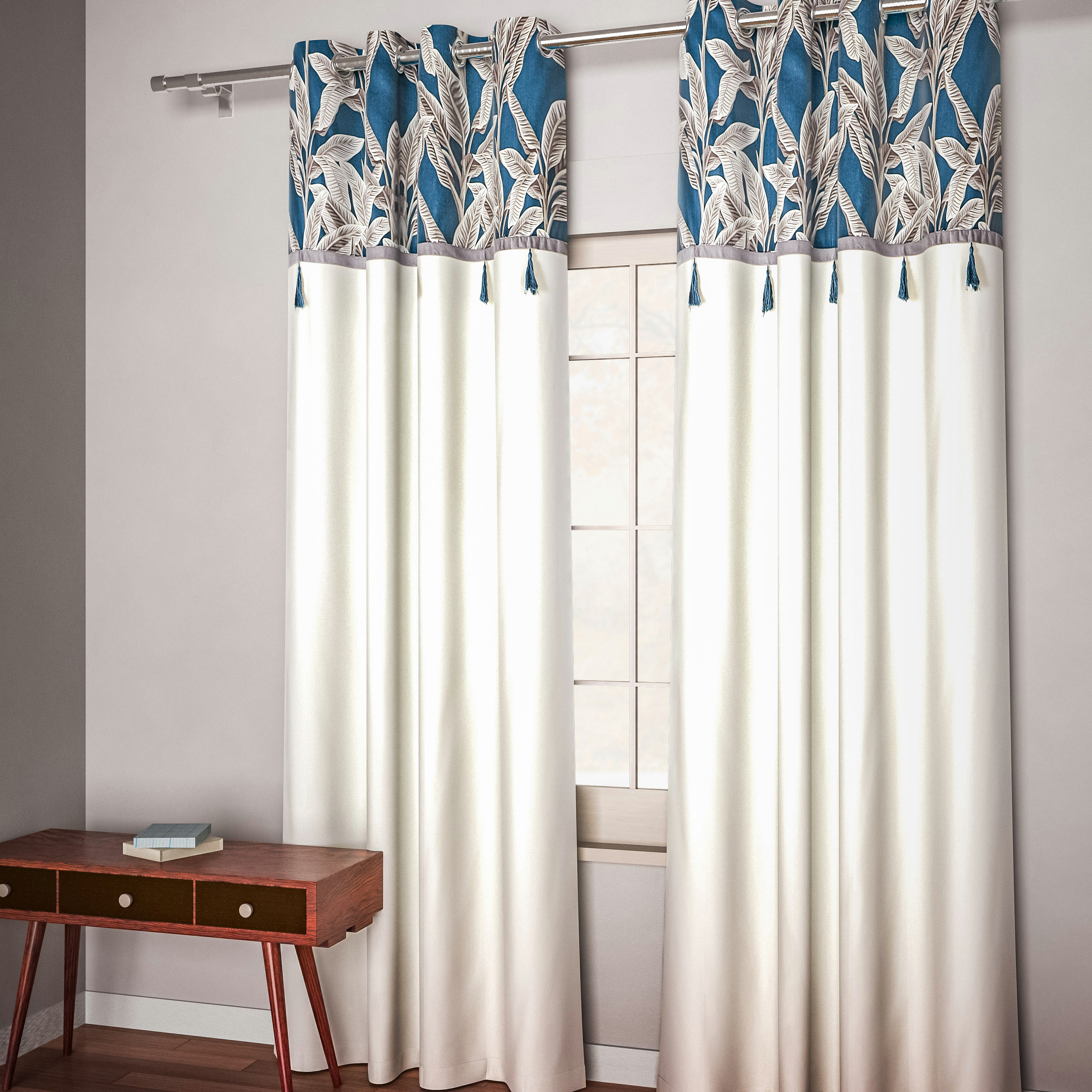 Tassle Detail 2-Piece Curtain Set - 140x240 cms-household-bathandlaundry-shower-showercurtainrods-image-2