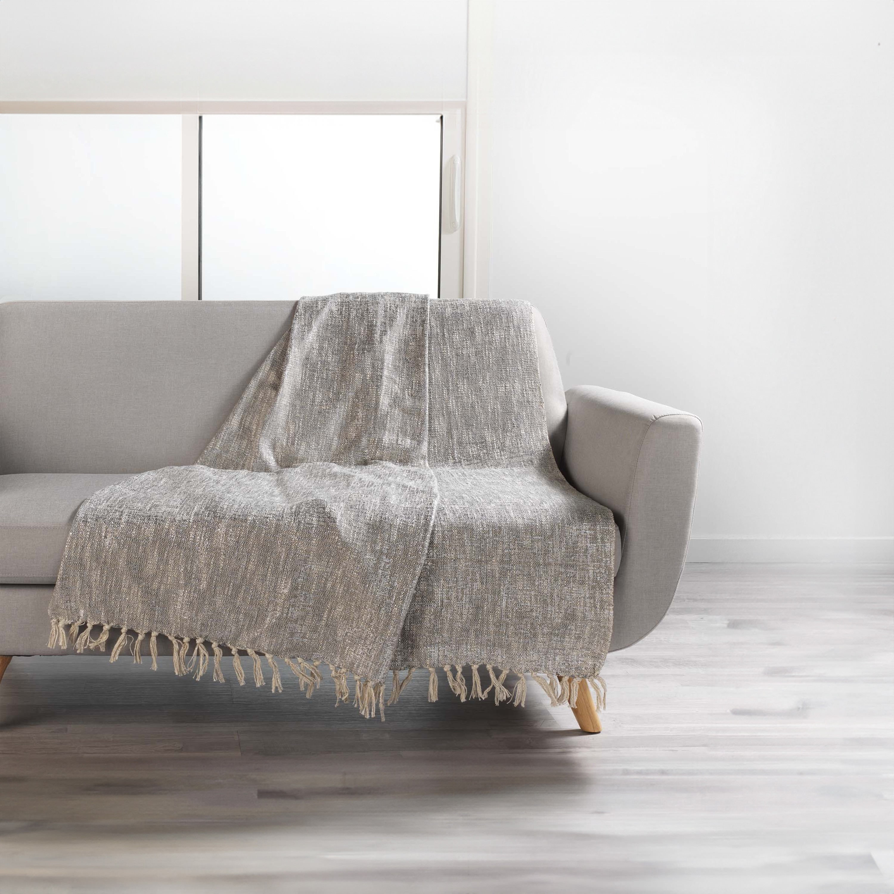 Buy Metallic Printed Throw with Fringe Detail - 125x150 cm Online ...