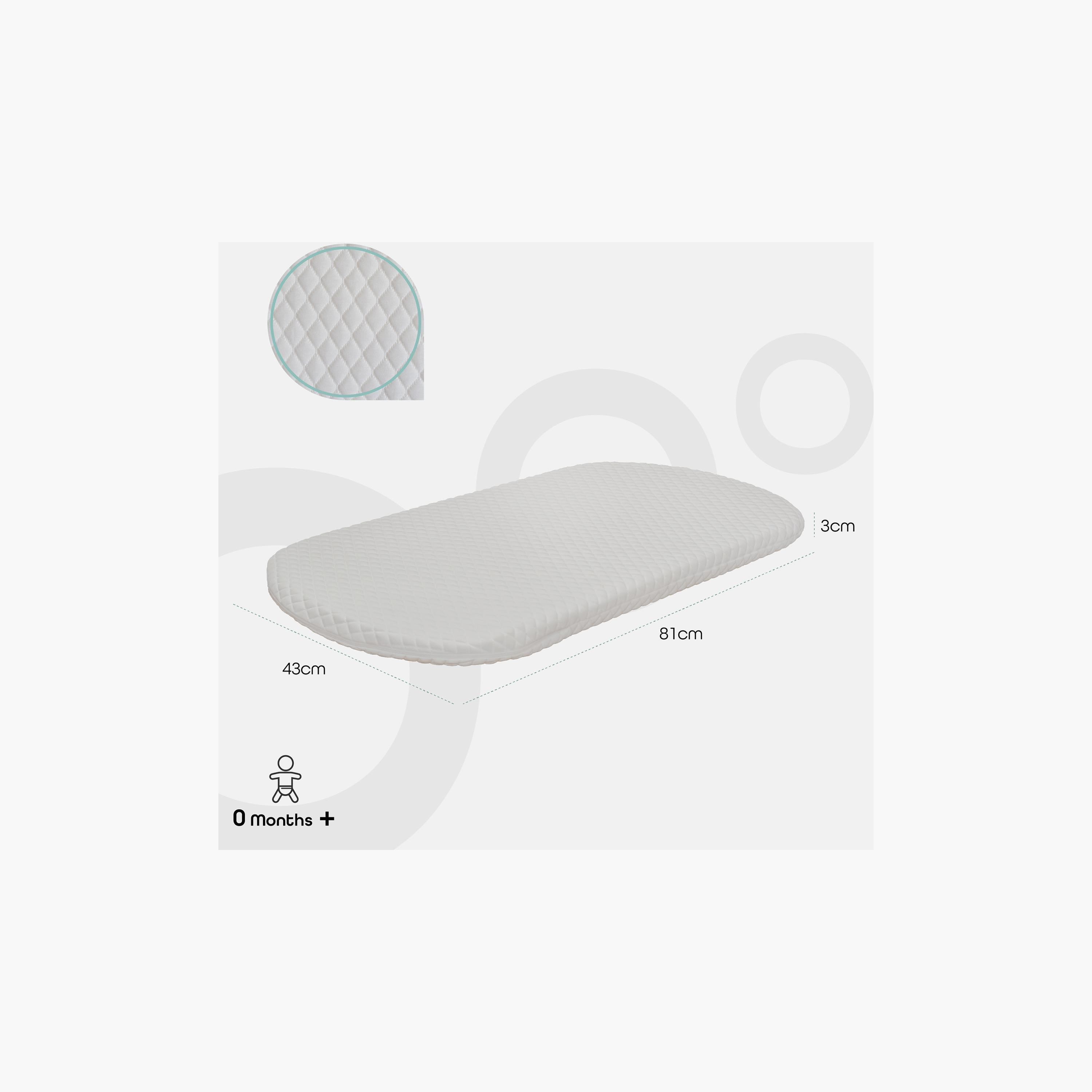 مرتبة مهد وسرير الأطفال بغطاء قابل للإزالة من مون - 81x43x3 سم-baby-nursery-mattresses-image-2