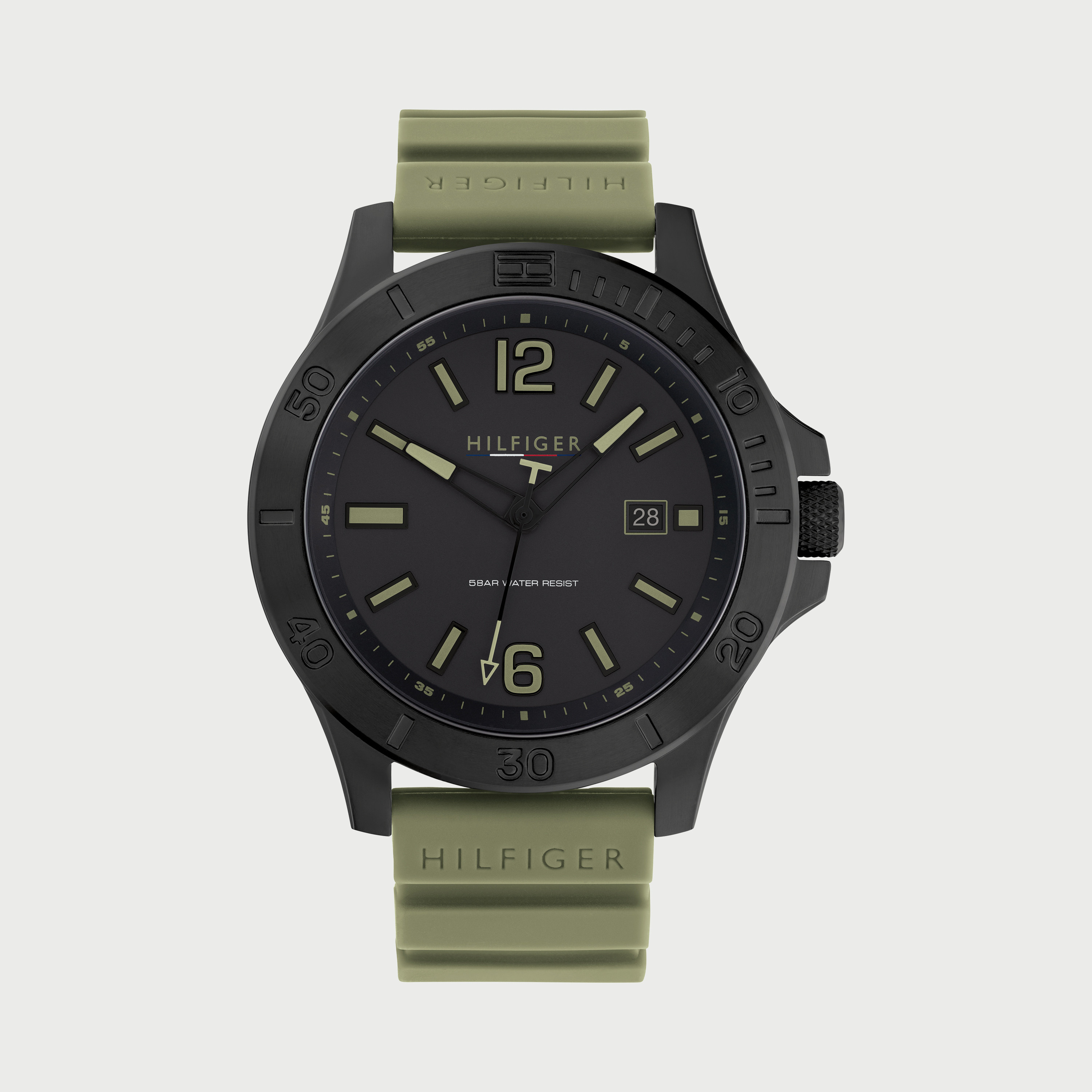 Tommy Hilfiger Men's 46 MM Green Analog Silicone Strap Watch -1791992-men-watchesandjewellery-watches-image-1