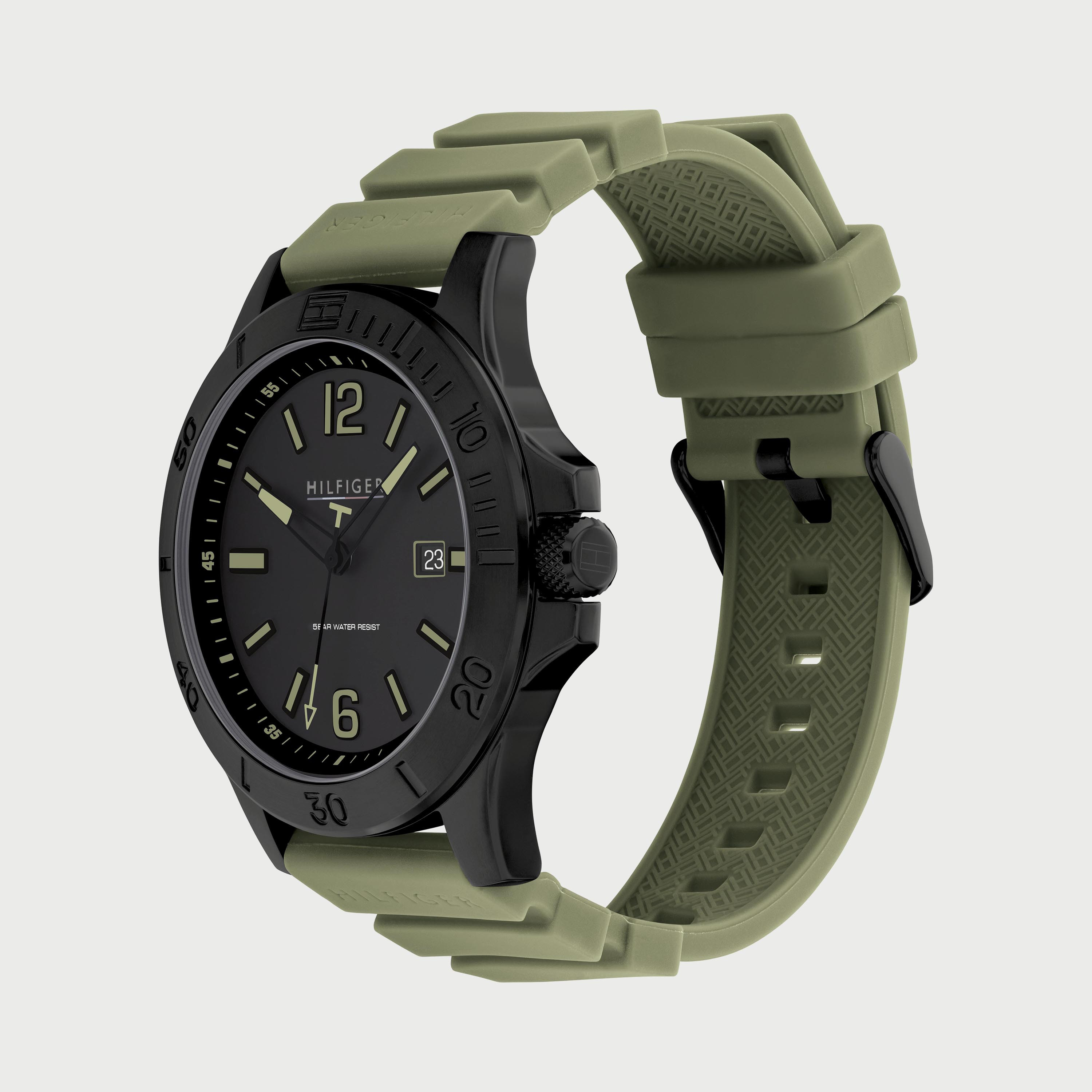 Tommy Hilfiger Men's 46 MM Green Analog Silicone Strap Watch -1791992-men-watchesandjewellery-watches-image-2