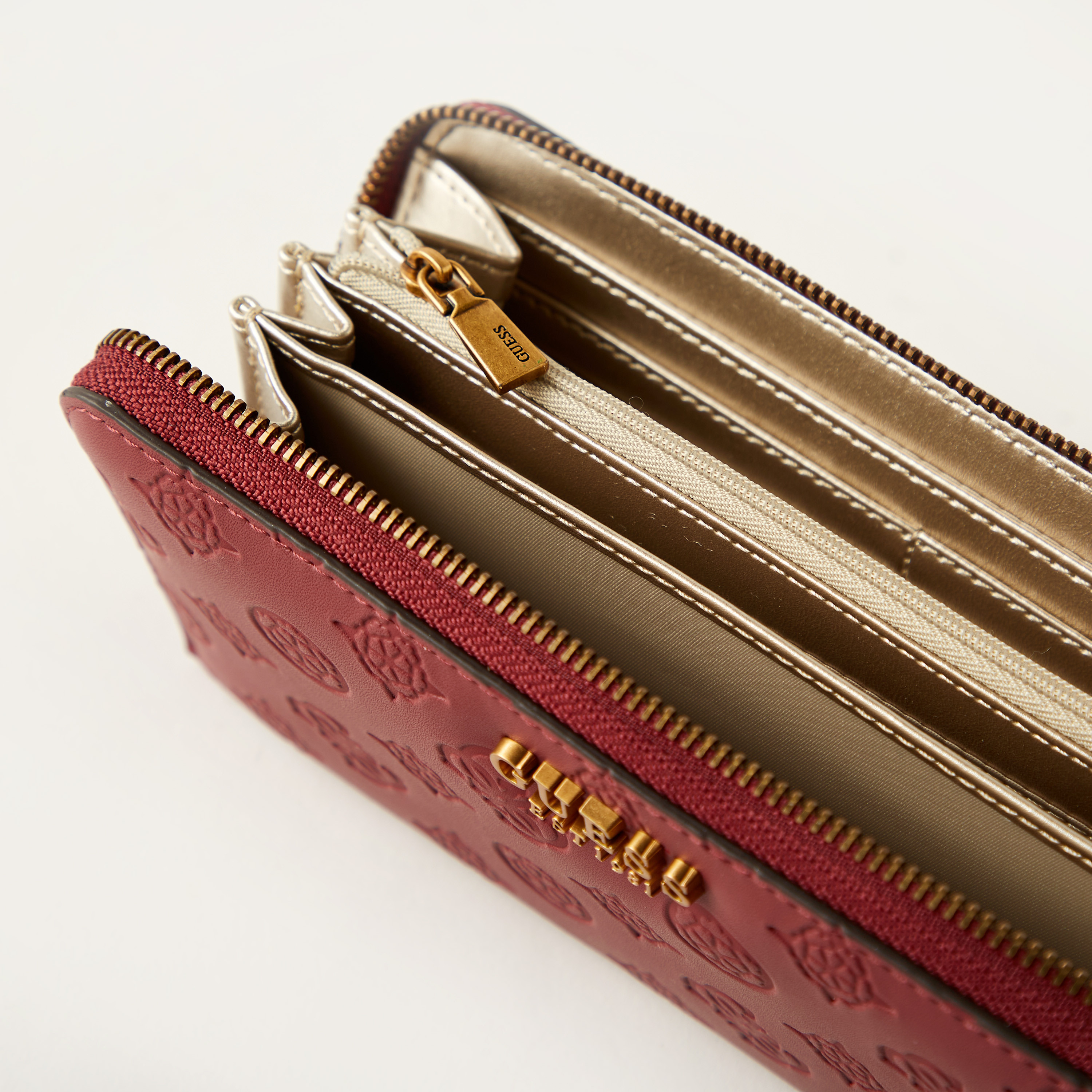 Guess Textured Zip Around Wallet with Detachable Wristlet Strap-women-bagsandwallets-wallets-image-5