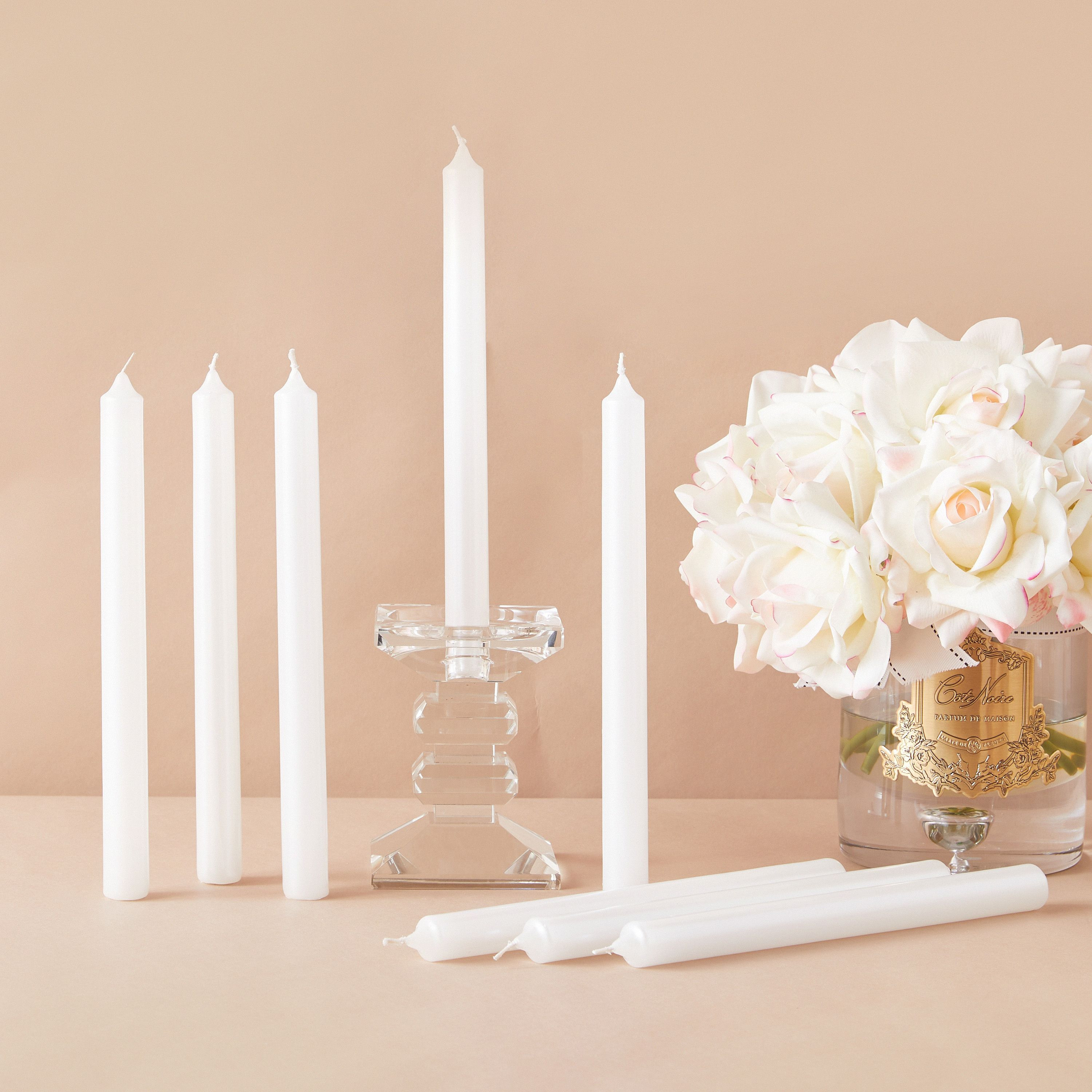 Essentials Taper Dinner Candles White - Pack of 8-household-homefragrance-candles-image-1