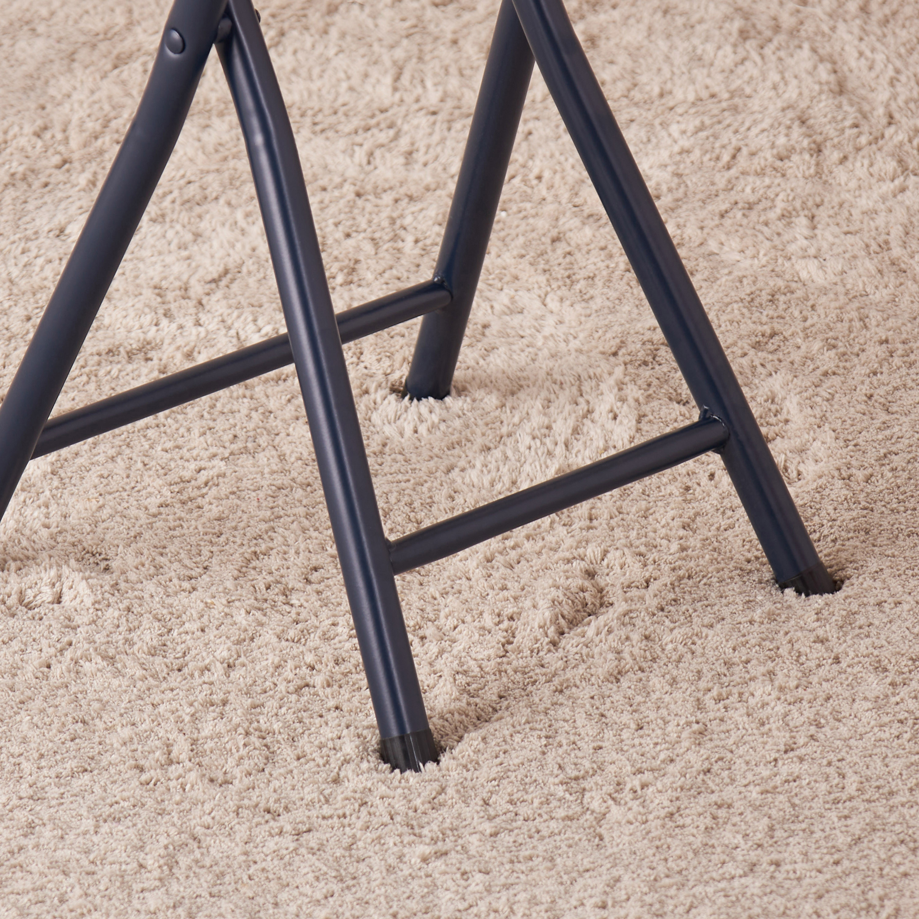 Ribcord Upholstered Metal Folding Stool - 30x10x71 cm-furniture-sofaandseating-ottomansbeanbagsandpoufs-image-4