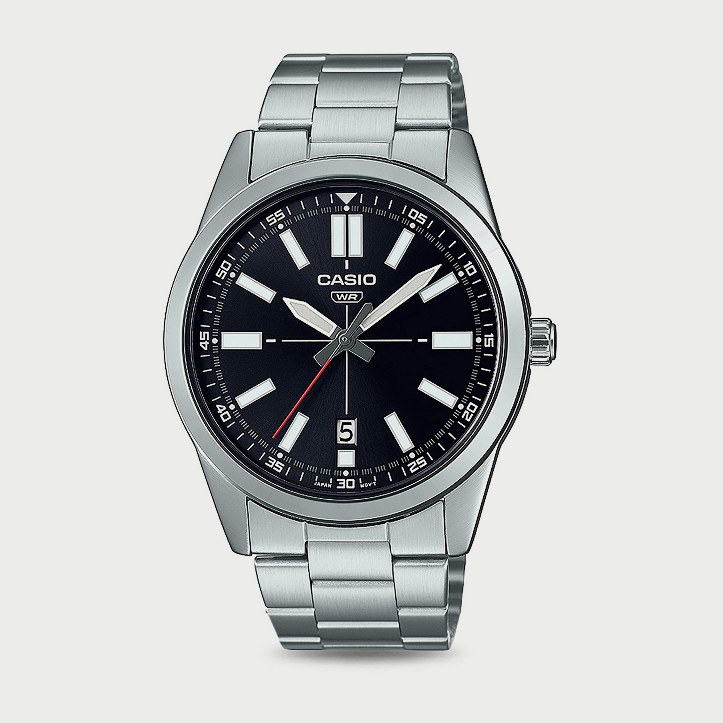 Casio Men's Silver Analog Stainless Steel Strap Watch - MTP-VD02D-1EUDF | 48 MM-men-watchesandjewellery-watches-image-1