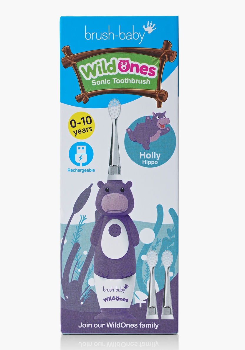 Brush Baby Wild Ones Hippo Rechargeable Toothbrush-Oral Care-image-1