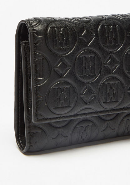 Elle Embossed Bi-Fold Wallet with Flap Closure
