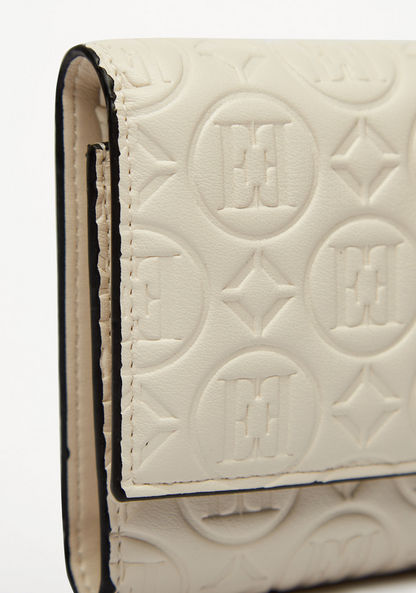 Elle Embossed Bi-Fold Wallet with Flap Closure