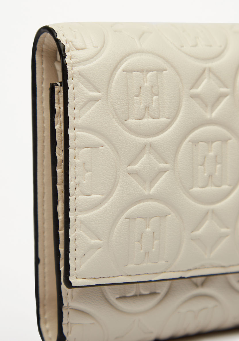 Elle Embossed Bi-Fold Wallet with Flap Closure-Wallets and Clutches-image-2