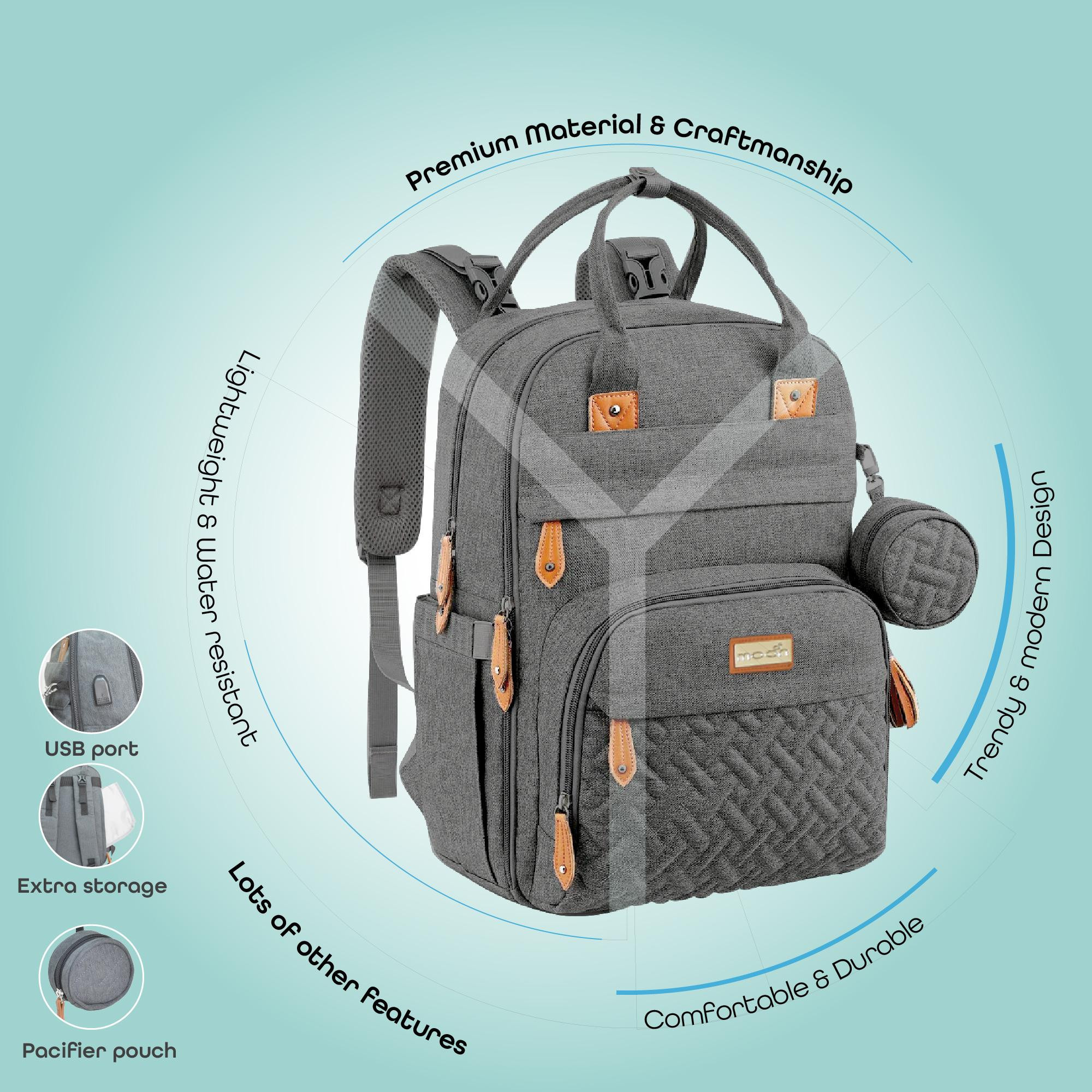 شنطة ظهر للحفاضات مع حافظة لهايات كاري مي من مون-baby-diapering-diaperbags-image-2