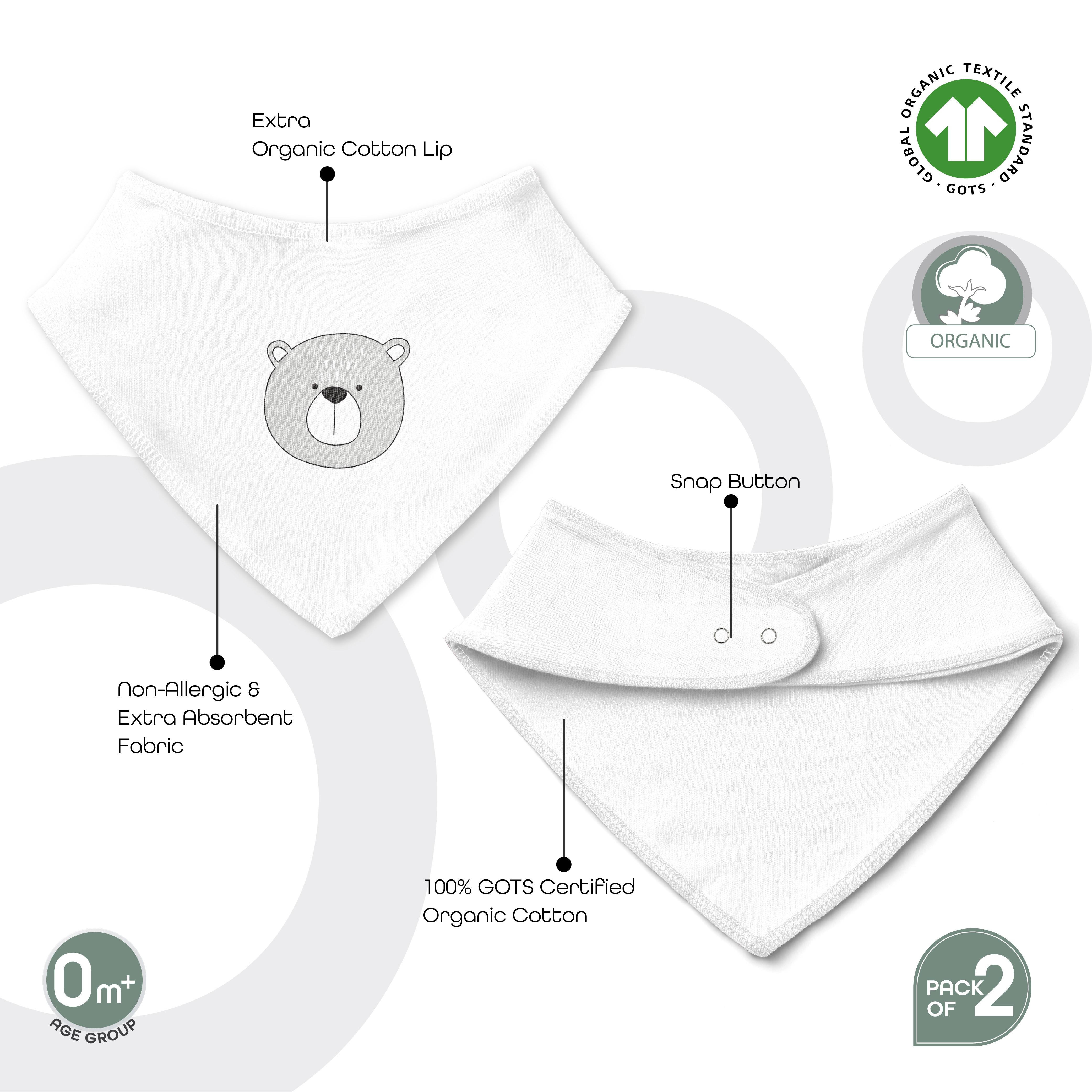 Moon Assorted Organic Bandana Bib with Snap Button Closure - Set of 2-baby-feeding-bibs-image-2