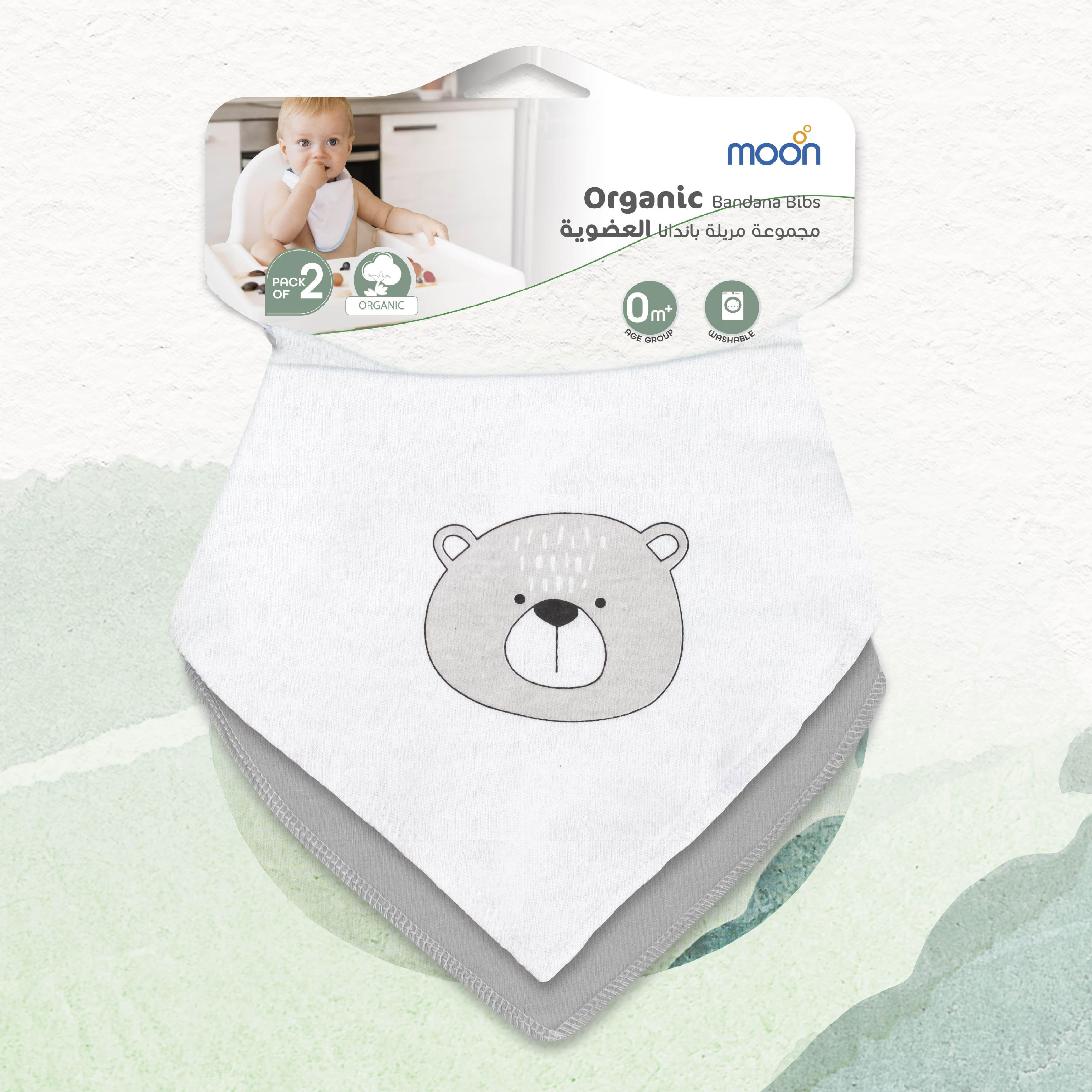 Moon Assorted Organic Bandana Bib with Snap Button Closure - Set of 2-baby-feeding-bibs-image-3