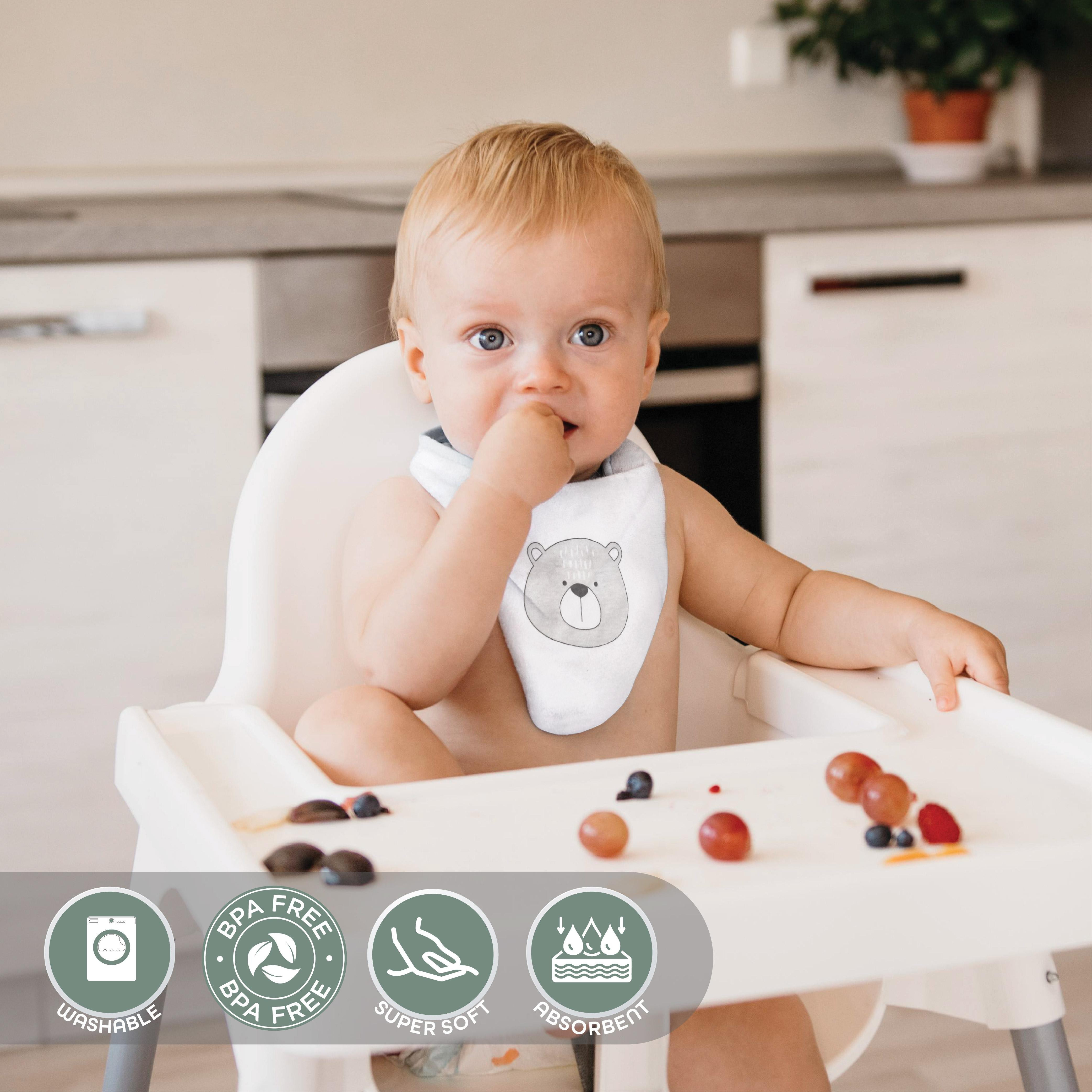 Moon Assorted Organic Bandana Bib with Snap Button Closure - Set of 2-baby-feeding-bibs-image-4