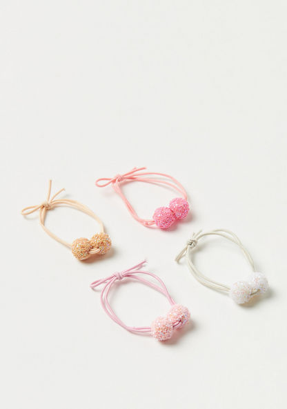 Charmz Assorted Hair Tie with Pom Pom Accent - Set of 4-Hair Accessories-image-0