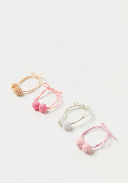 Charmz Assorted Hair Tie with Pom Pom Accent - Set of 4-Hair Accessories-image-1
