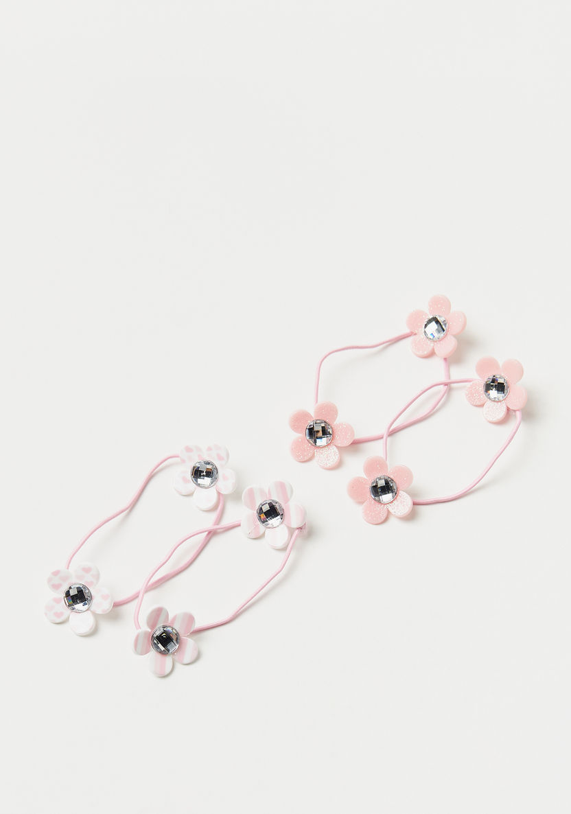 Charmz Floral Accented Hair Tie - Set of 4-Hair Accessories-image-1