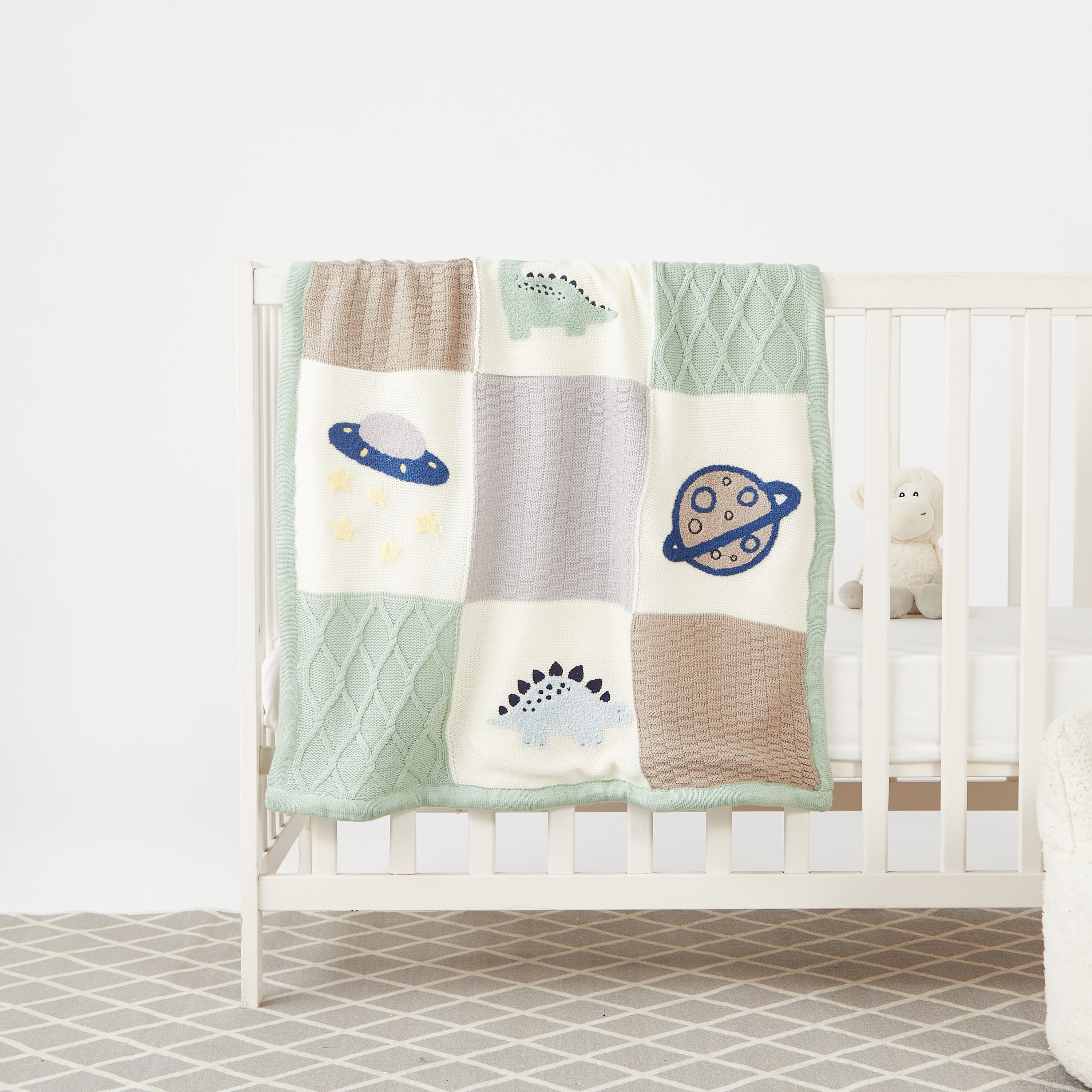 Juniors Patchwork Knit Raschel Blanket - 80x100 cm-baby-nursery-blanketsandswaddles-blanketsandquilts-image-1