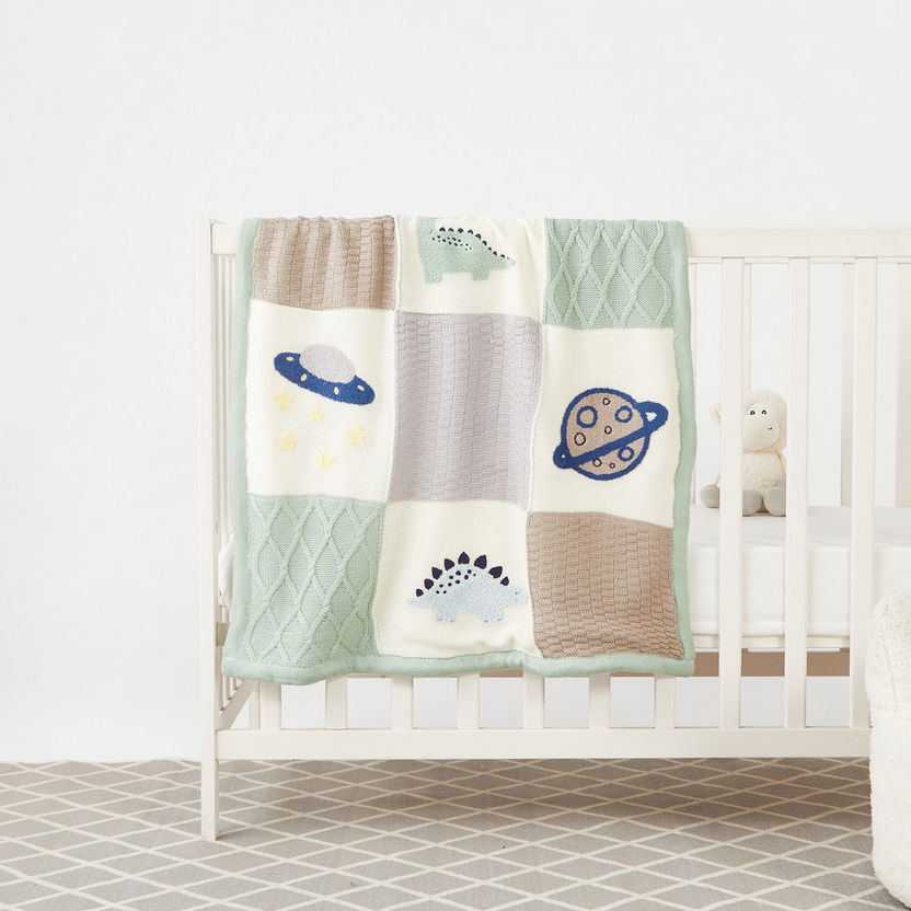 Juniors Patchwork Knit Raschel Blanket - 80x100 cm-Blankets and Throws-image-0
