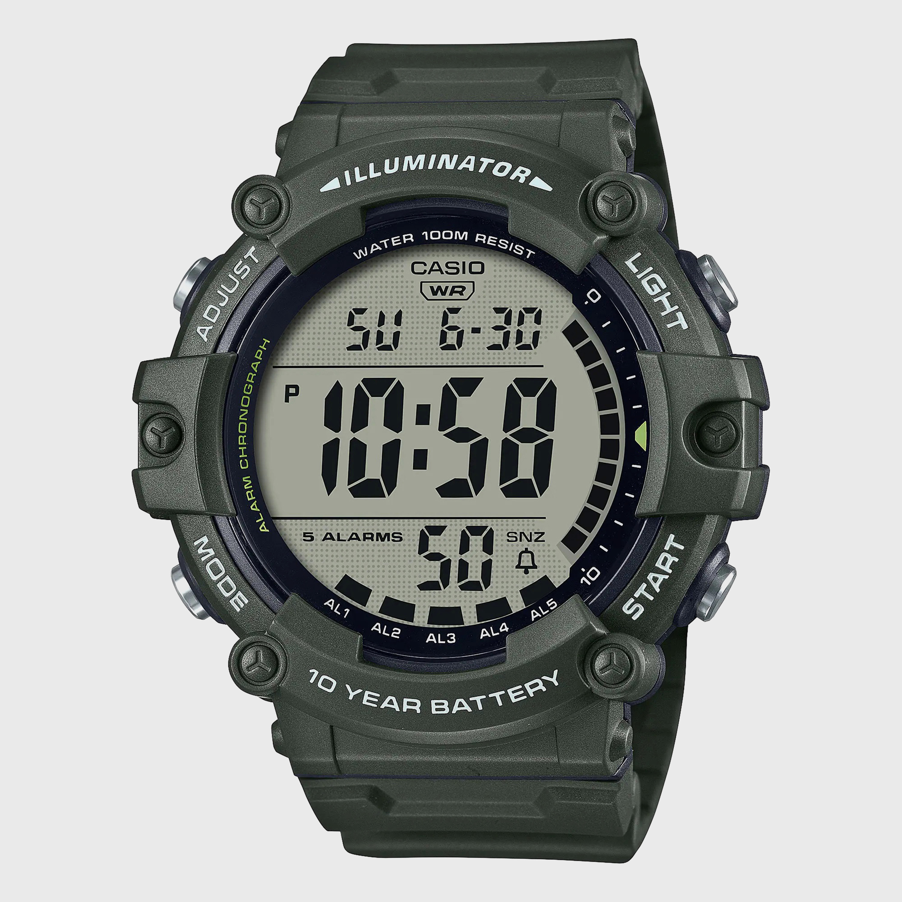 ساعة كاسيو للرجال "اخضر" رقمية بسوار راتنج "AE-1500WHX-3AVDF".-men-watchesandjewellery-watches-image-1