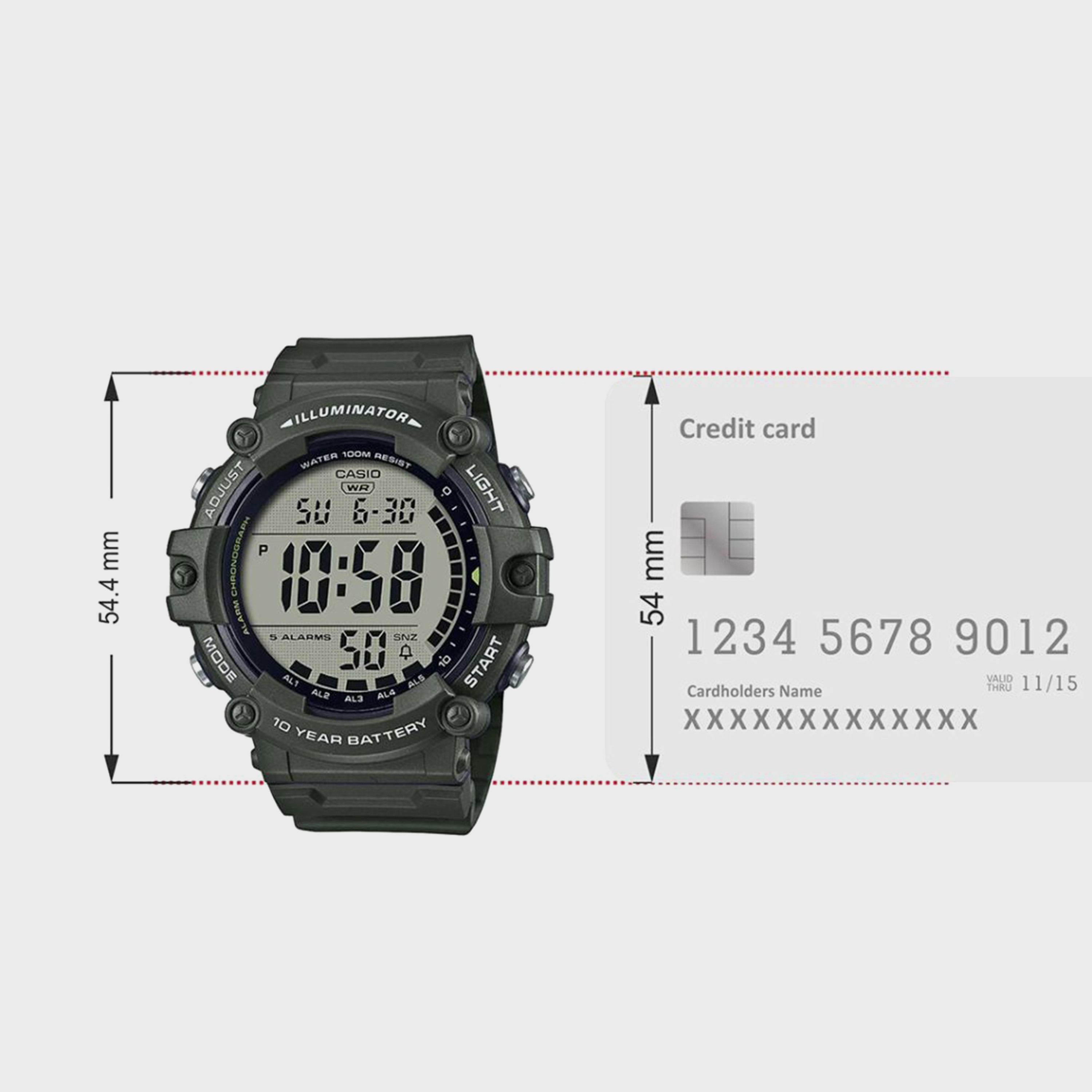 ساعة كاسيو للرجال "اخضر" رقمية بسوار راتنج "AE-1500WHX-3AVDF".-men-watchesandjewellery-watches-image-5