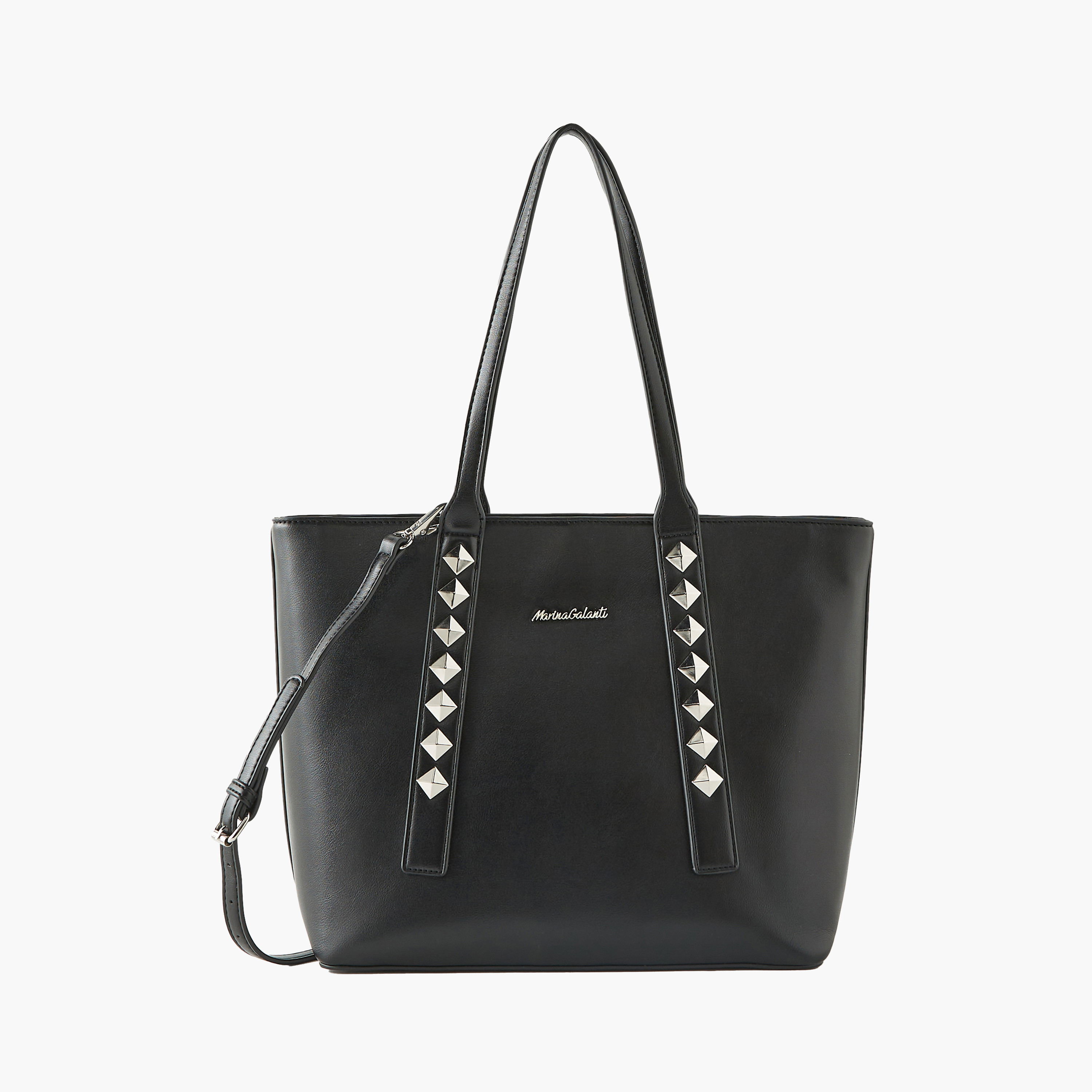 Marina Galanti Studded Tote Bag with Detachable Strap and Zip Closure