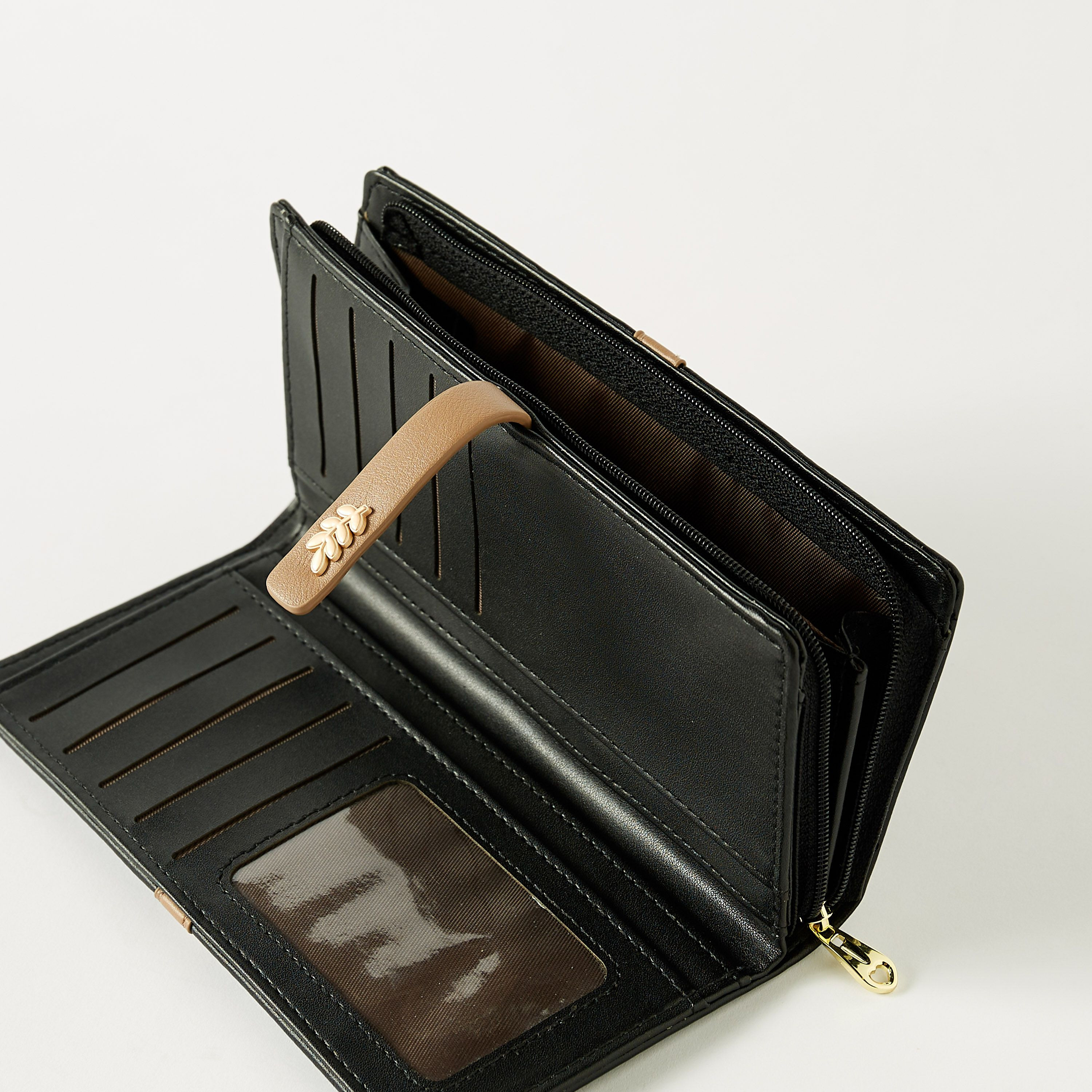 Sasha Leaf Embroidered Zip Around Wallet with Flap Closure-women-bagsandwallets-wallets-image-4